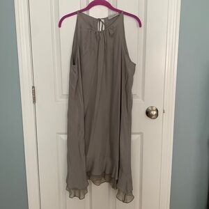 Lola‎ & Sophie Silk Blend Shift Dress Gray Layered Sleeveless Pullover L Large